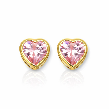14K Yellow Gold Heart Shaped 3mm x 3mm Stud Earrings for Women
