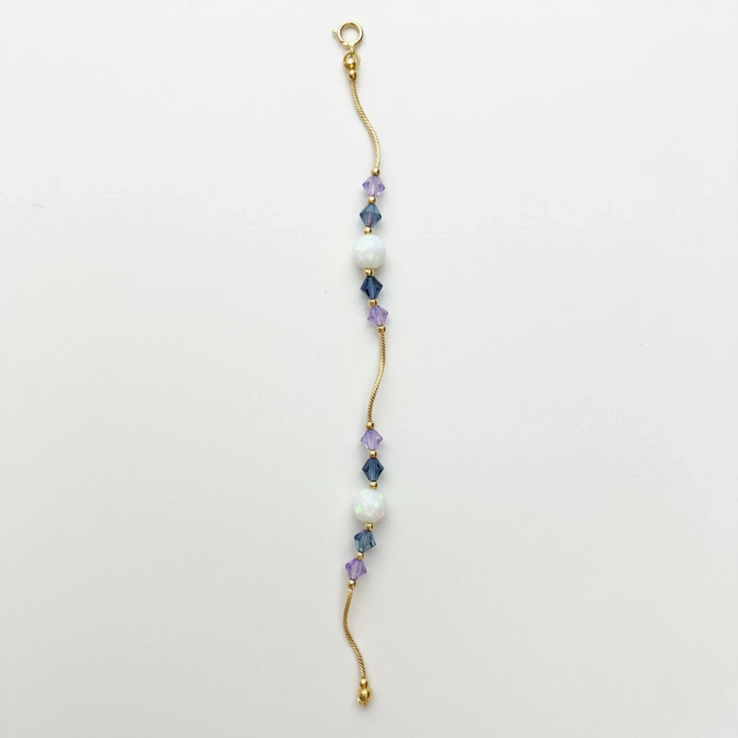 14k Yellow Gold Baby Bracelet made with Opal and Crystals from Swarovski
