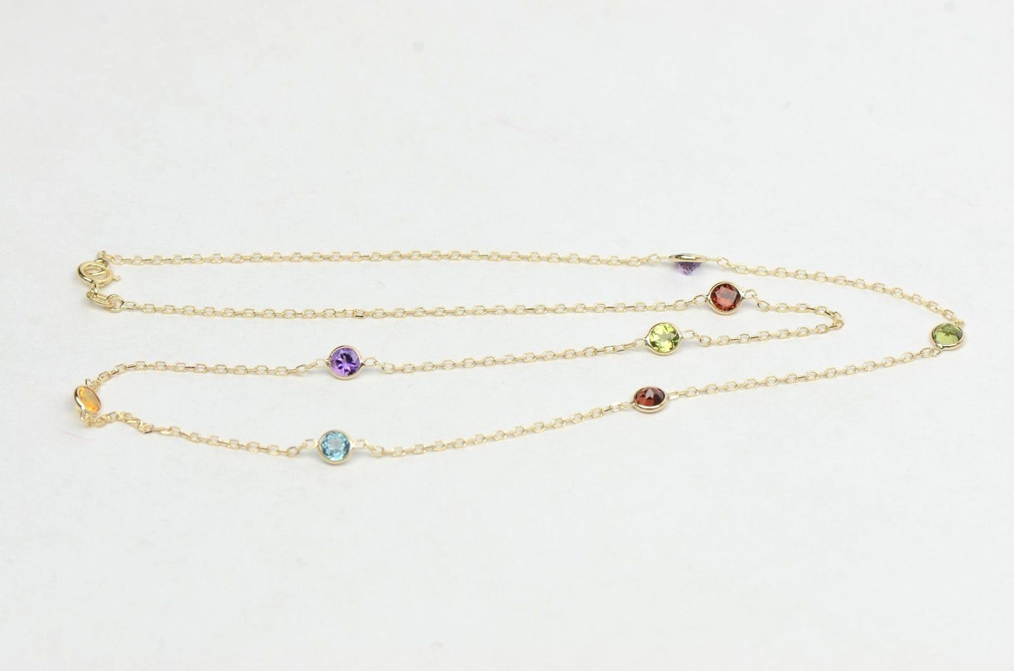 14k yellow gold yard necklace 18 cz chain Semi -Precious Stones