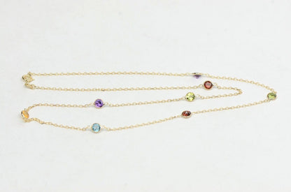 14k yellow gold yard necklace 18 cz chain Semi -Precious Stones