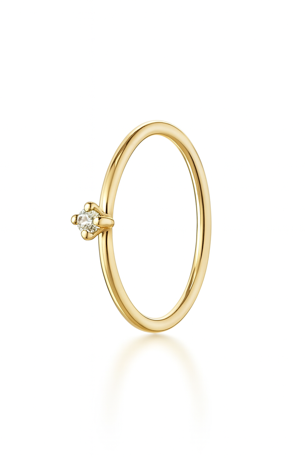 14K Solid Yellow Gold Nose Ring Hoop with 1.5mm CZ Stone