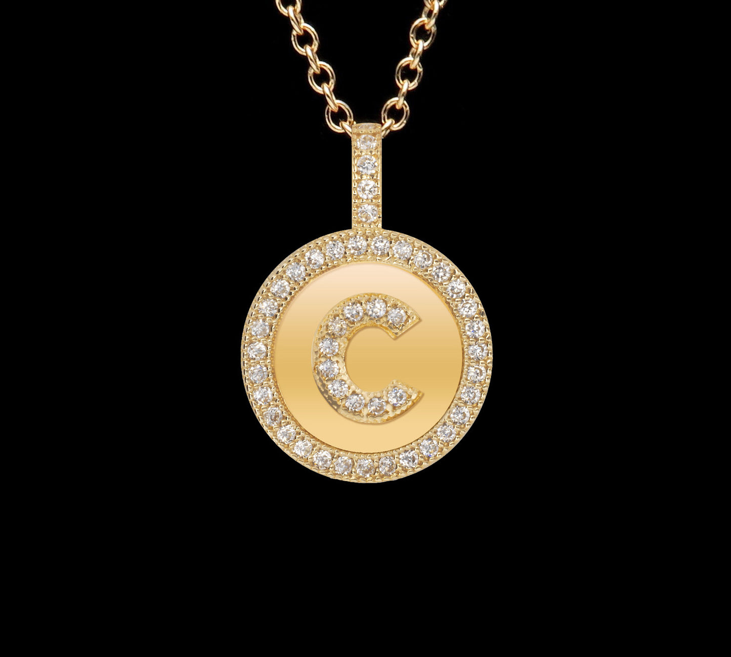 14k Yellow Gold Initial Letter CZ Pendant