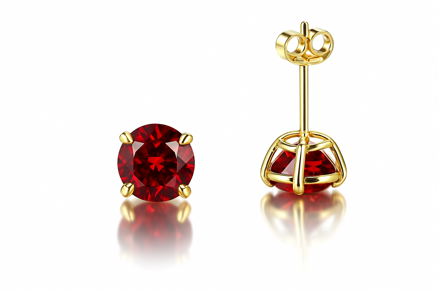 14K Yellow Gold 6mm Round Birthstone CZ Push Back Earrings for Women