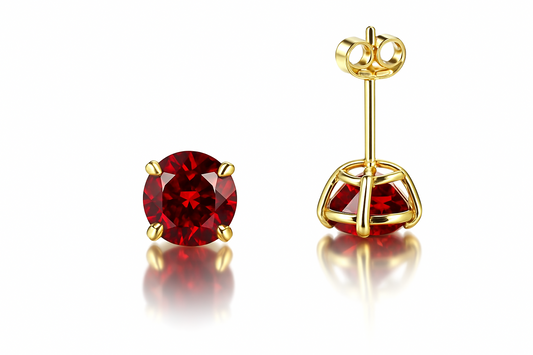 14K Yellow Gold 6mm Round Birthstone CZ Push Back Earrings for Women