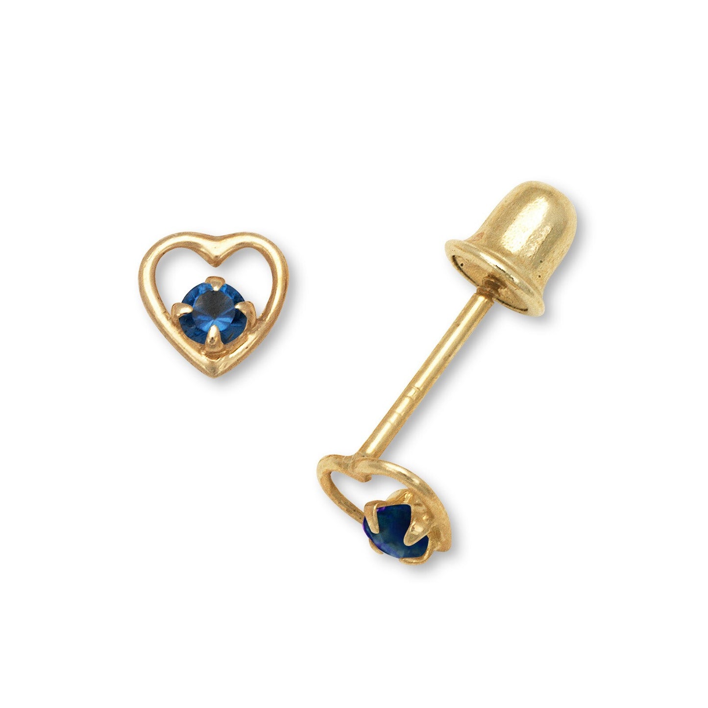14K Yellow Gold  Birthstone Heart Shape Stud Earrings for Girl