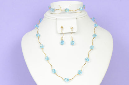 14kYellowGold GenuineSwarovski Crystal Element Beaded Necklace,Bracelet,Earrings