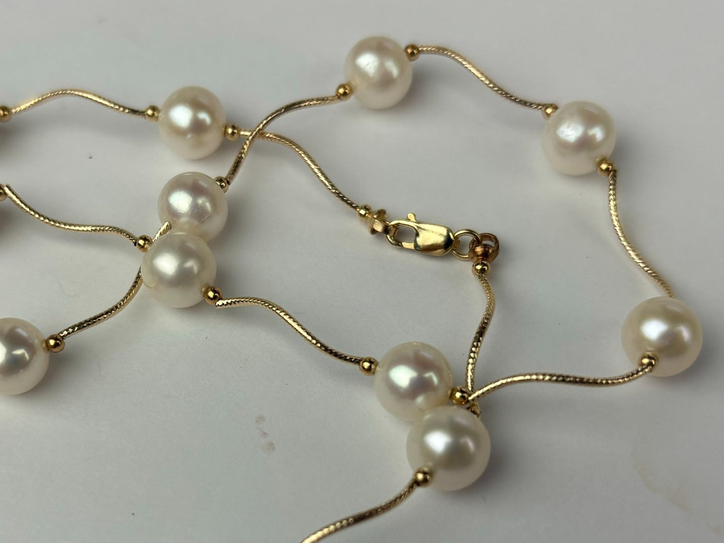 14K Yellow Gold Beautiful Freshwater Pearl  Necklace Set for Women