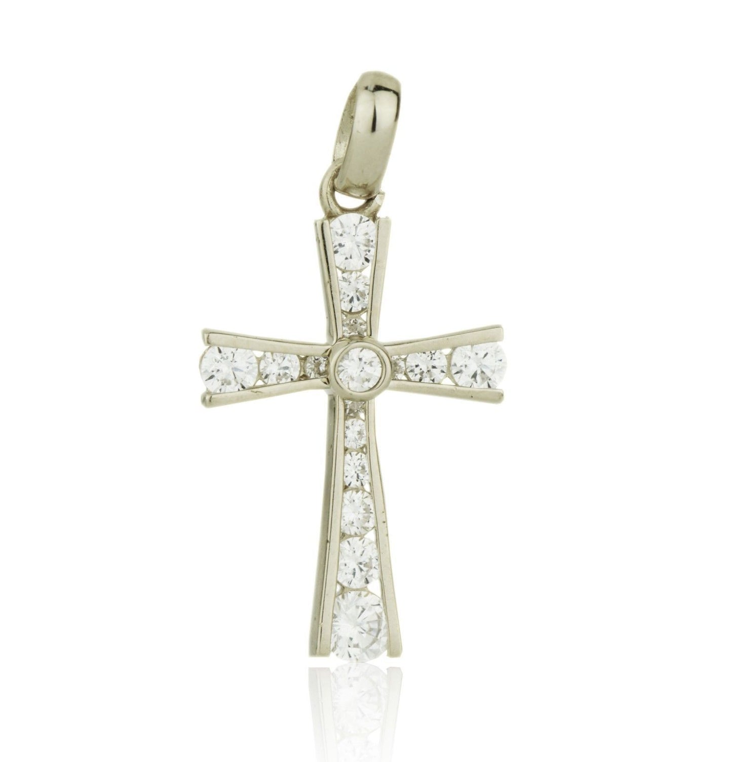 14k Yellow or White Gold Cz Cross Pendant for Women
