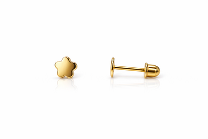 14K Yellow or White Gold Flower Earrings with Screw Back.