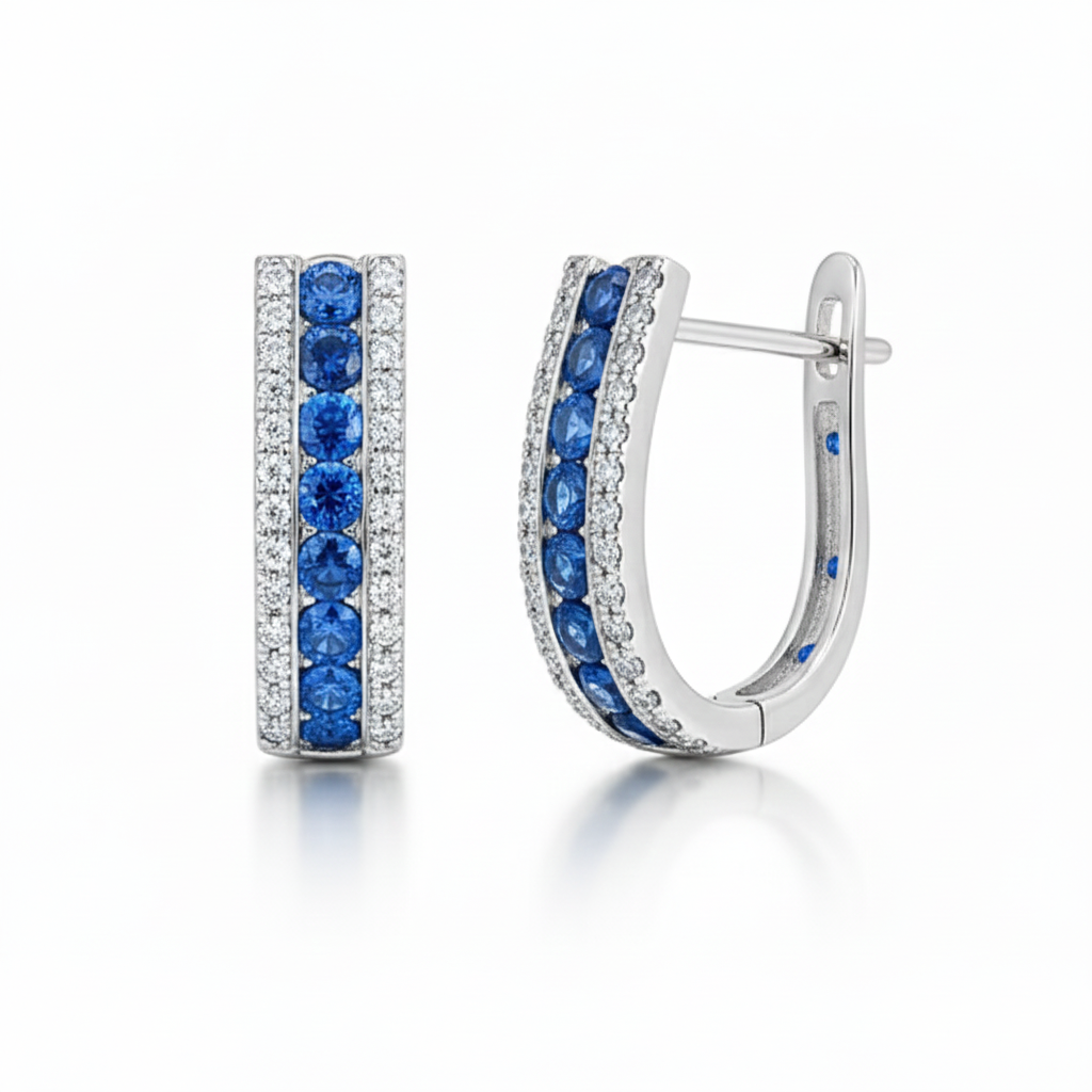 14k White Gold CZ Birthstone Leverback Earrings