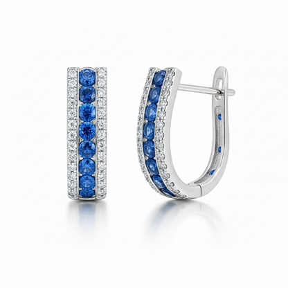 14k White Gold CZ Birthstone Leverback Earrings
