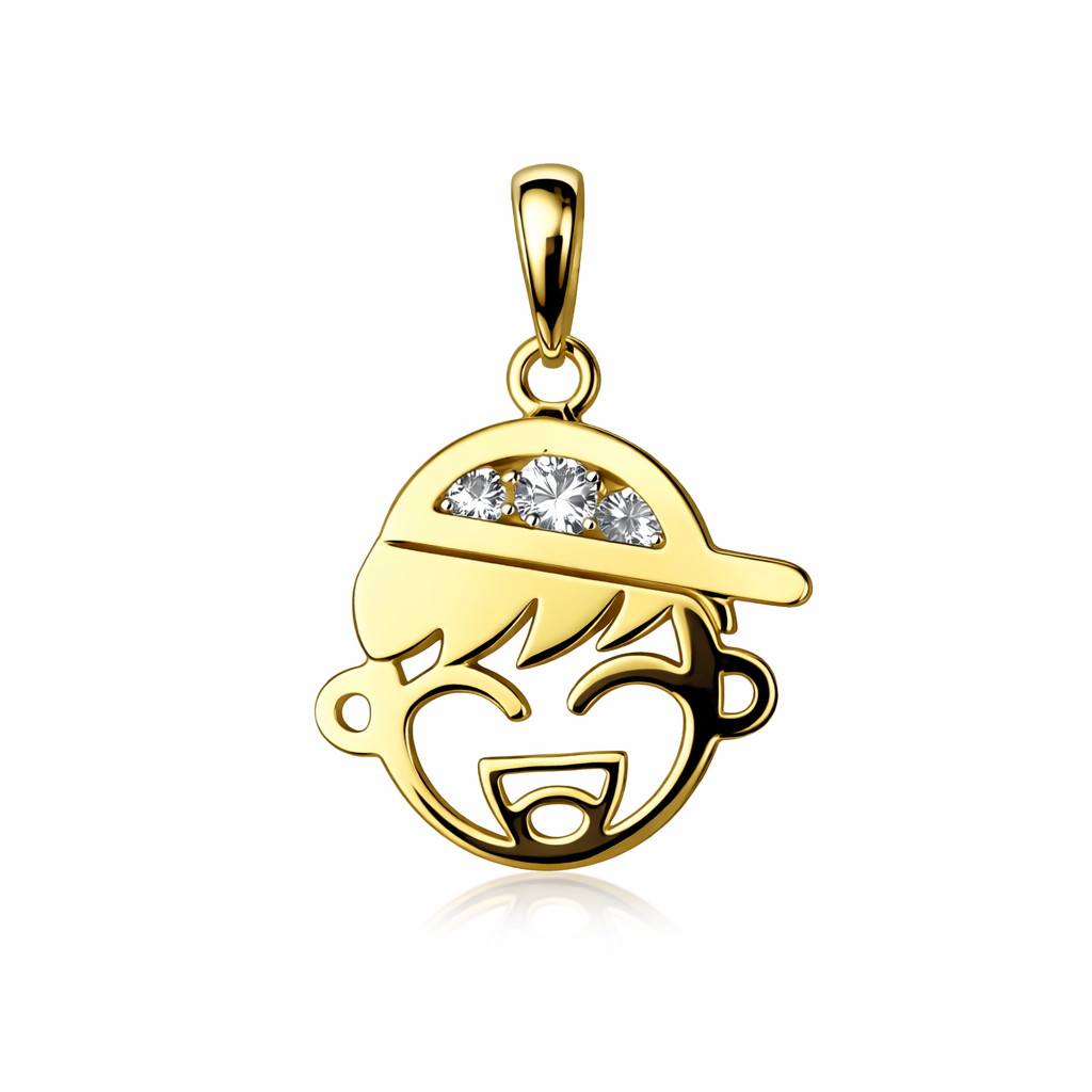 14k Yellow or White Gold Boy or Girl CZ Pendant