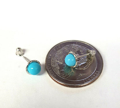 14k White Gold Synthetic Turquoise Stud Earring