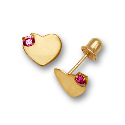 14K Yellow & White Gold Heart Shaped Screw back classic Earrings for Women