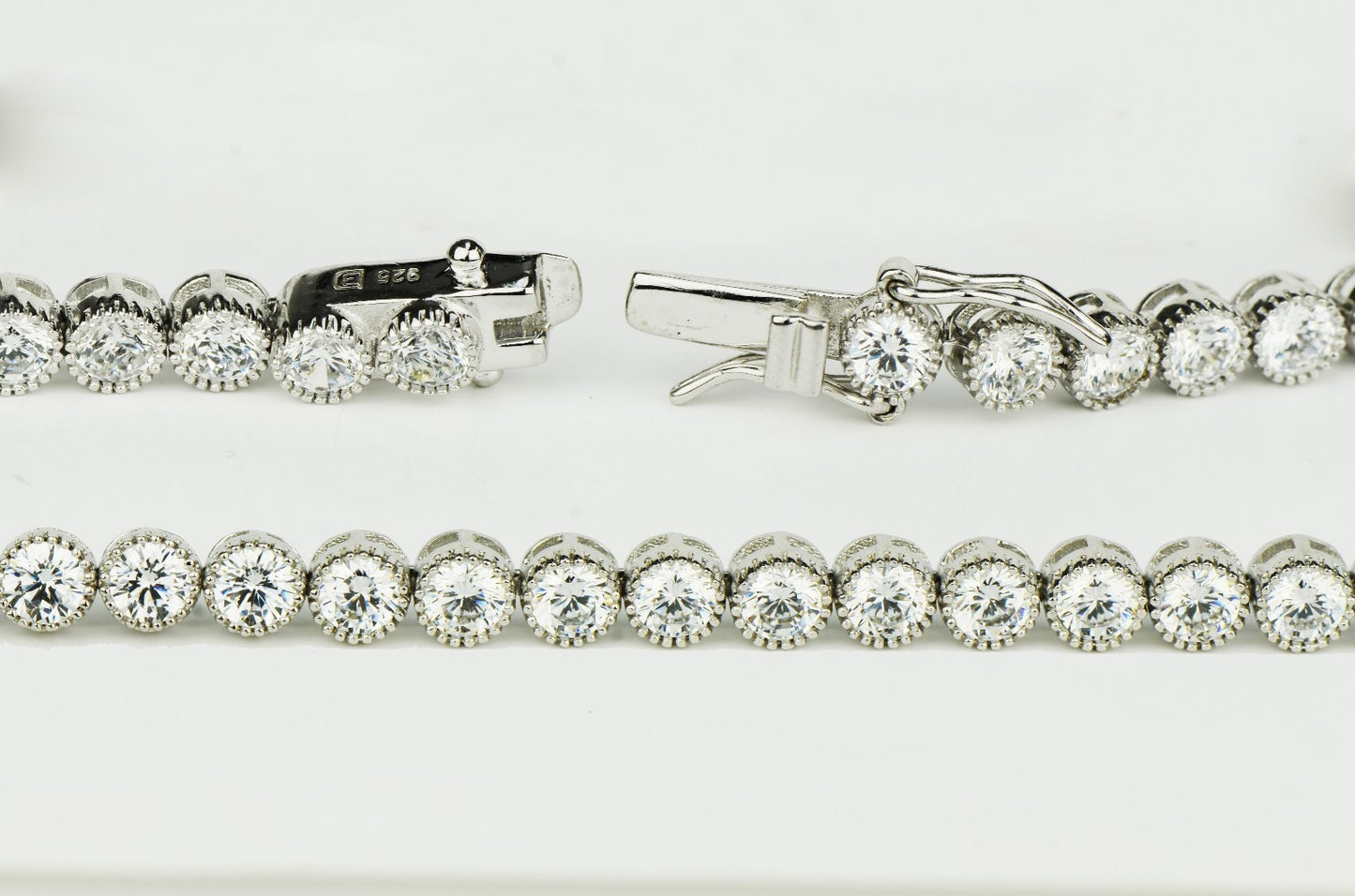 Sterling Silver CZ Tennis Bracelet AAA 4mm Round Brilliant Cubic Zirconia Gems