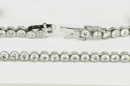Sterling Silver CZ Tennis Bracelet AAA 4mm Round Brilliant Cubic Zirconia Gems