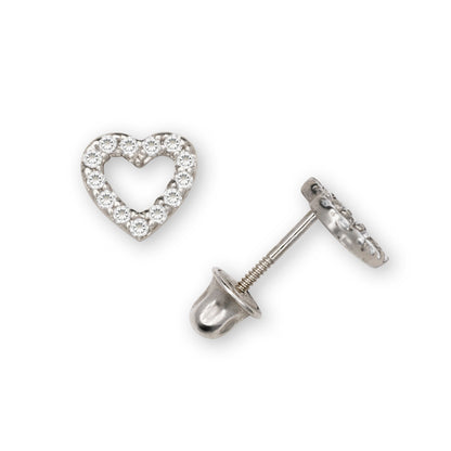 14K Yellow & White Gold Beautiful Small CZ Heart Shaped Stud Earrings for Women
