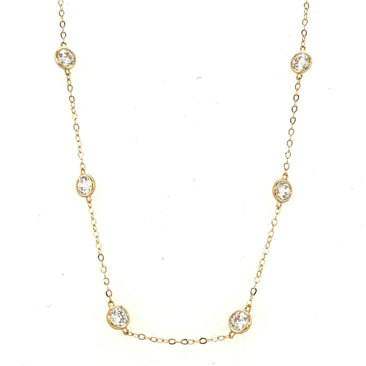 14k  Gold Cubic Zirconia CZ by the yard 16'' up to 42" Necklace