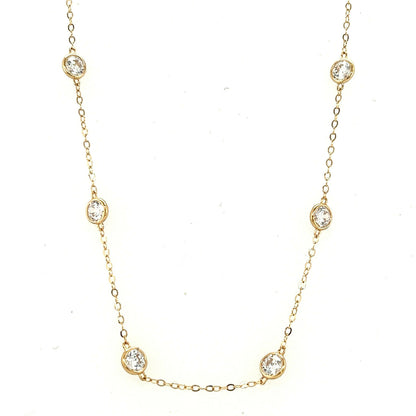 14k  Gold Cubic Zirconia CZ by the yard 16'' up to 42" Necklace