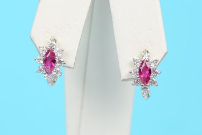 925 Sterling Silver Birthstone Cubic Zirconia CZ Leverback Flower Earrings