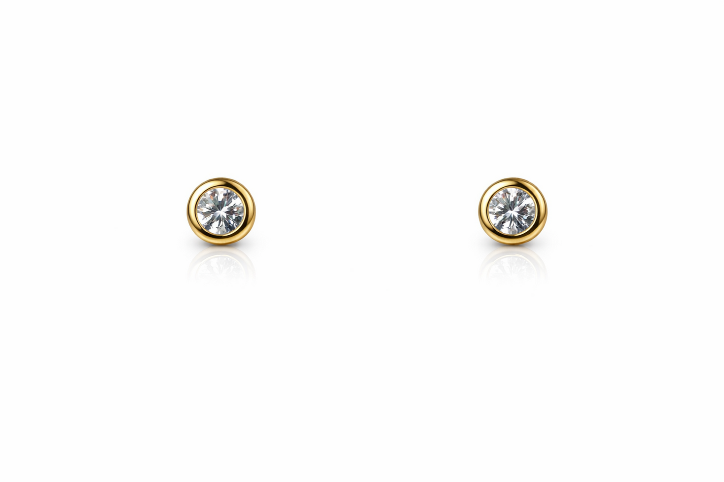 14K Yellow / White / Rose Gold  Bezel Stud Earrings
