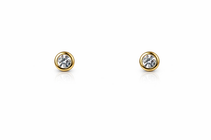 14K Yellow / White / Rose Gold  Bezel Stud Earrings