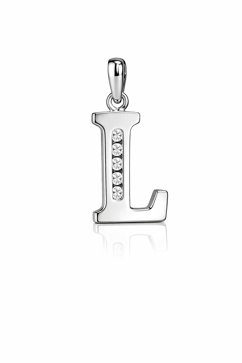 925 Sterling Silver Initial Letter CZ Pendant