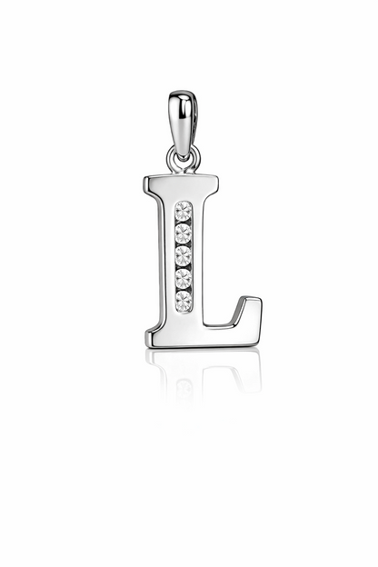 925 Sterling Silver Initial Letter CZ Pendant