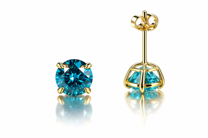14K Yellow Gold 6mm Round Birthstone CZ Push Back Earrings for Women
