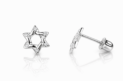 14k Yellow Gold Star of David Stud Earrings