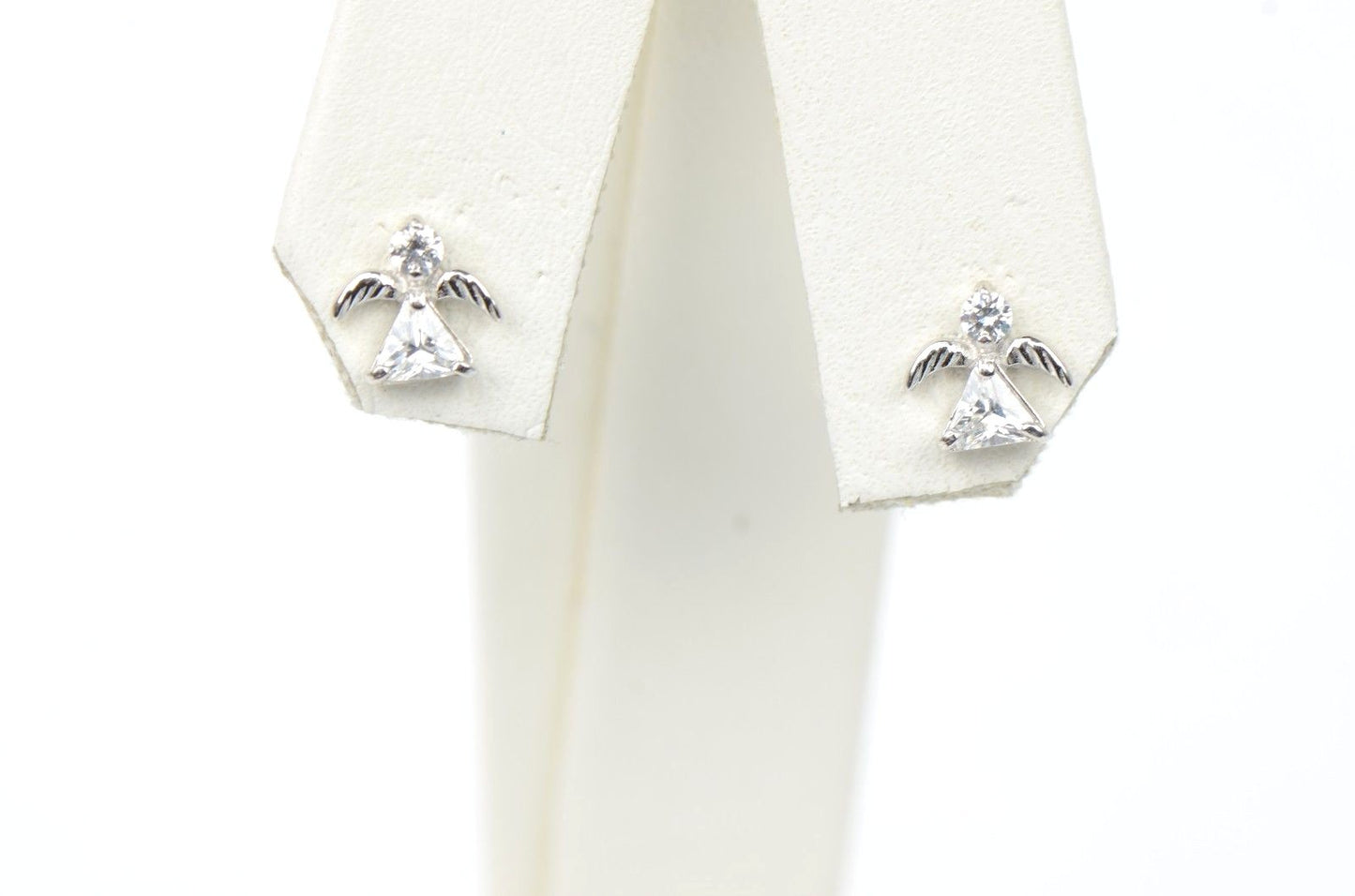 14k Yellow or White Gold Angel CZ Stud Earrings