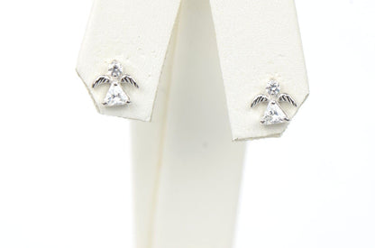 14k Yellow or White Gold Angel CZ Stud Earrings