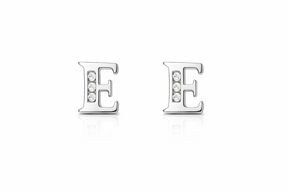 14k Yellow or White Gold Initial Letters CZ Stud Earrings