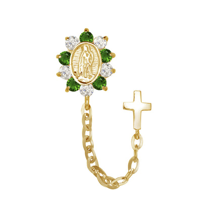 14K Yellow or White Gold Guadalupe Virgin Mary Screw Back CZ Stud Earrings