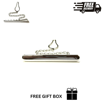 925 Sterling Silver Italy Tie Clip with Chain