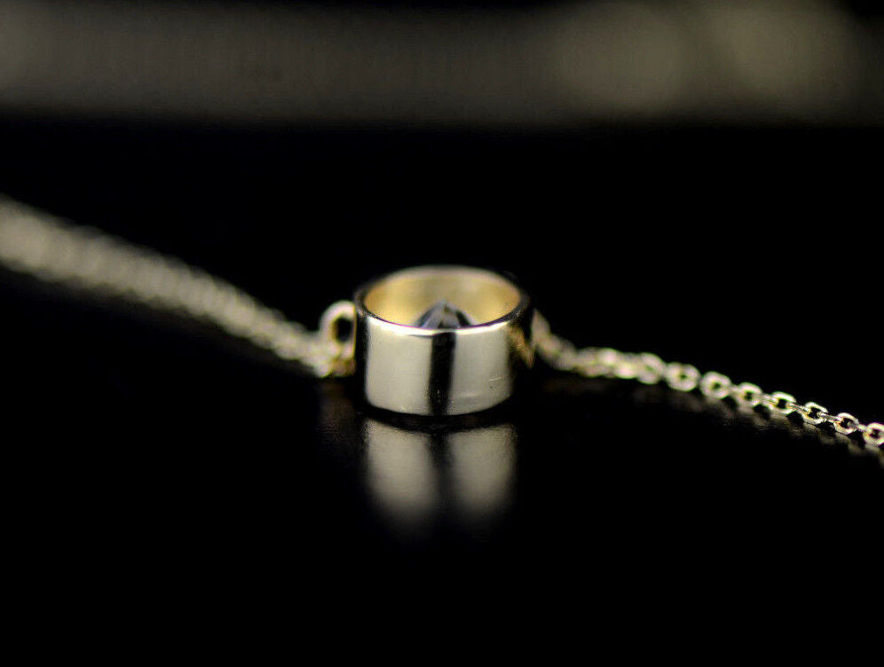 1ct Round Solitaire Pendant Necklace Bezel Set Chain 14K White or Yellow Gold