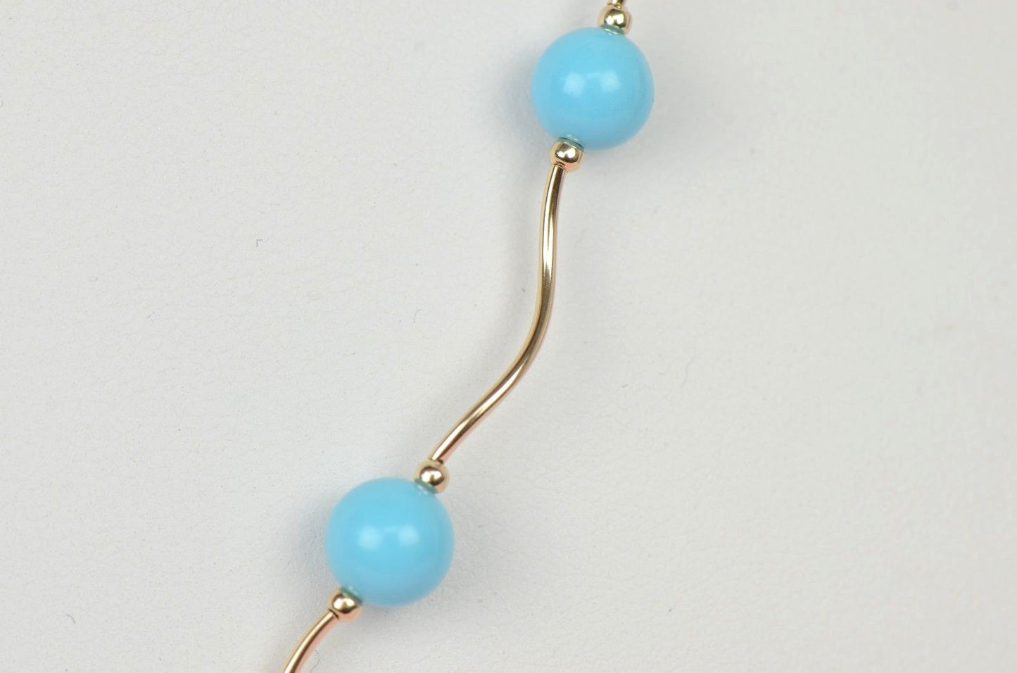 14k Yellow Gold Turquoise beads 3pcs Set: Necklace, Bracelet, Earrings