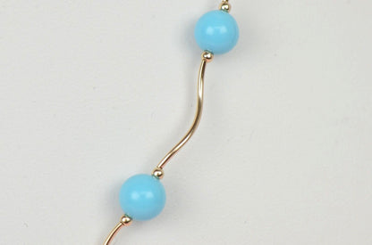 14k Yellow Gold Turquoise beads 3pcs Set: Necklace, Bracelet, Earrings
