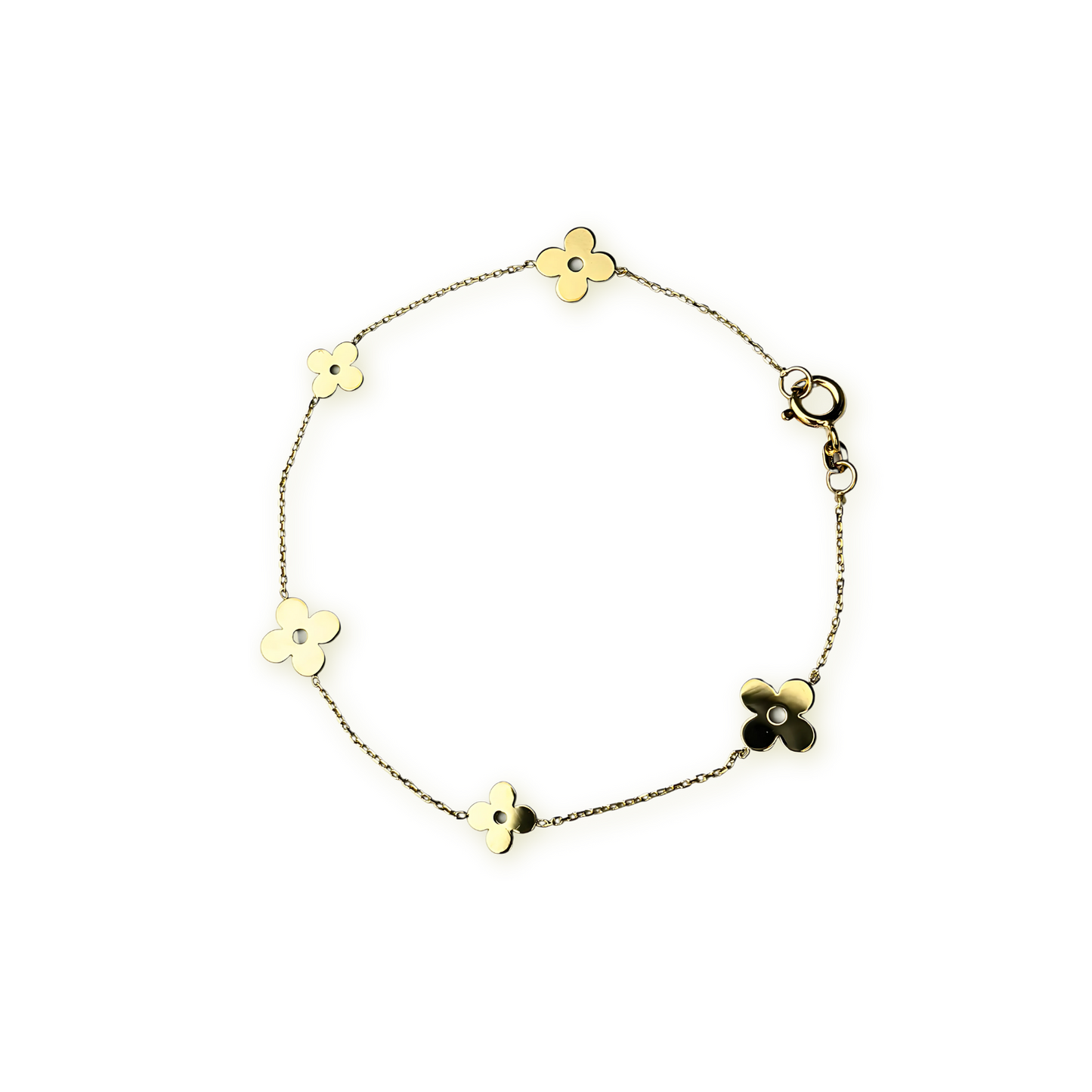 14k Yellow Gold Beautiful Clover Bracelets for Women
