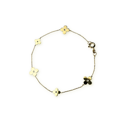 14k Yellow Gold Beautiful Clover Bracelets for Women