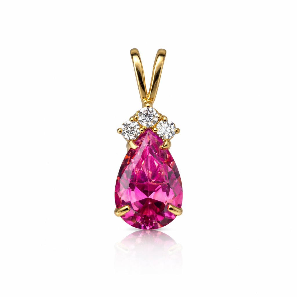 14k Yellow Gold Pear CZ Birthstone Pendant
