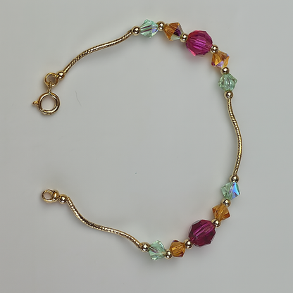 14K Yellow Gold Elegant Crystals Bracelet Kids Baby Girls & Boy