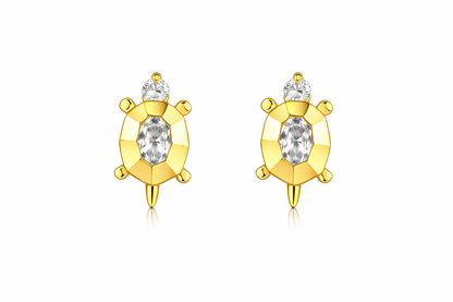 14k Yellow or White Gold Turtle CZ Stud Earring