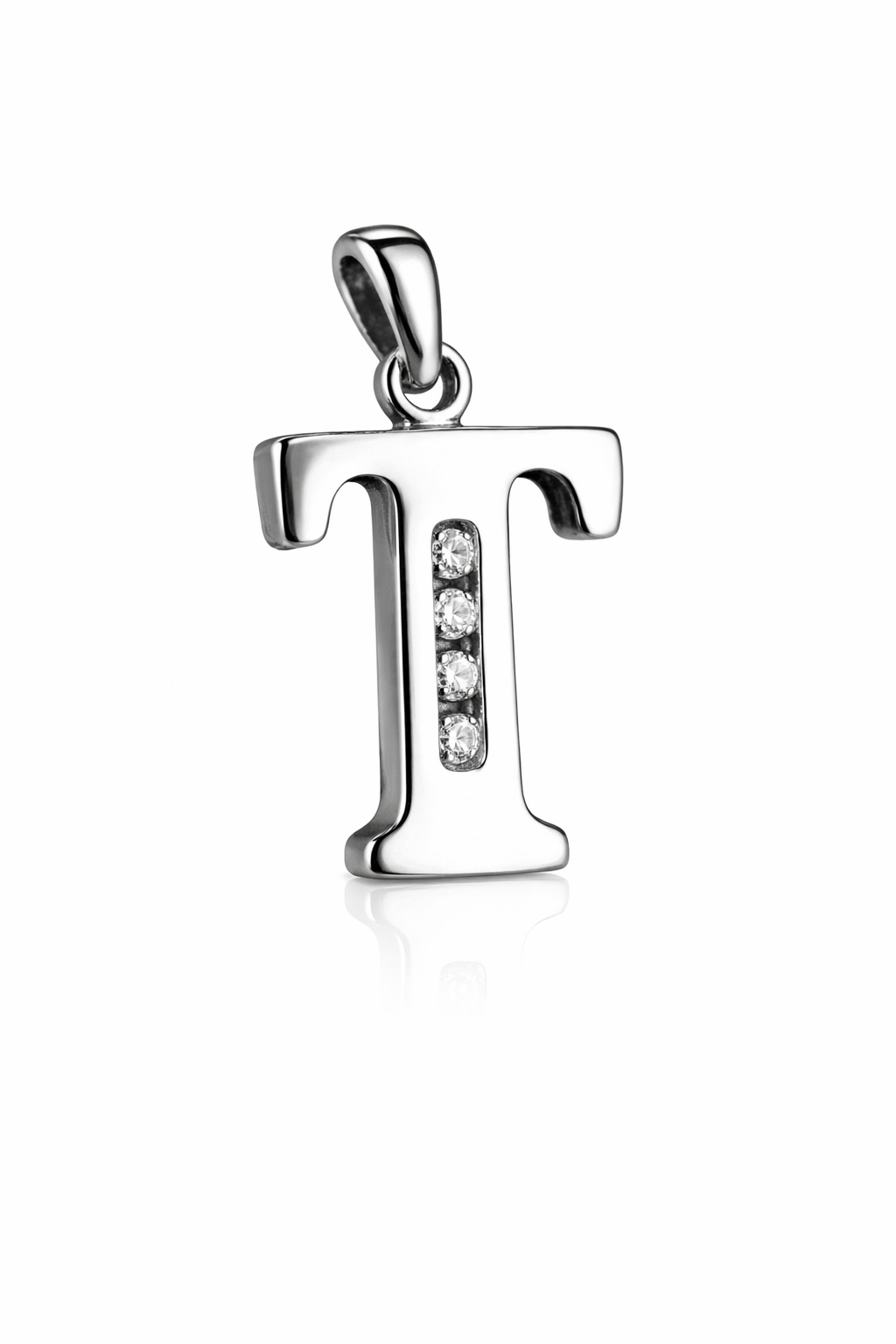 925 Sterling Silver Initial Letter CZ Pendant