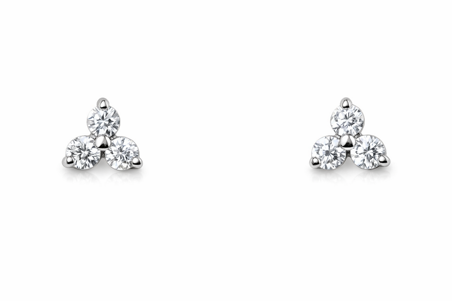 14K Yellow/White/Rose Gold Cz Trillion Earrings with Push Backs