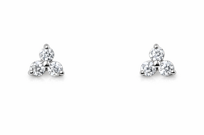 14K Yellow/White/Rose Gold Cz Trillion Earrings with Push Backs