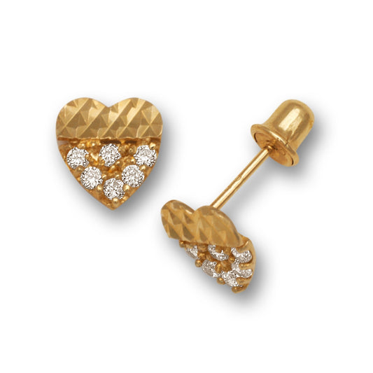 14K Yellow & White Gold Heart shape Fancy Earrings for Women