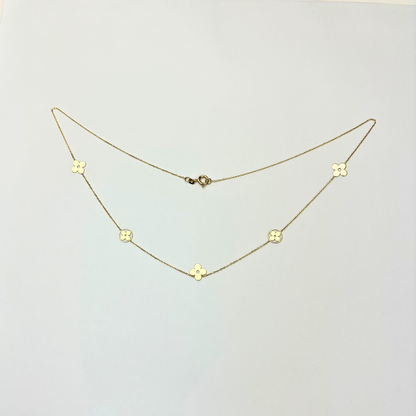 14k Yellow Gold Beautiful Clover Necklace for Women