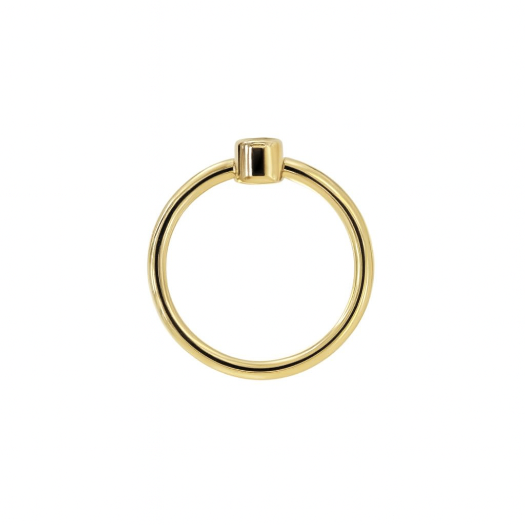 14K Solid Yellow Gold Bezel Nose Ring Hoop with 1.5mm CZ Stone