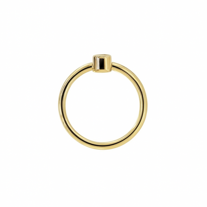 14K Solid Yellow Gold Bezel Nose Ring Hoop with 1.5mm CZ Stone